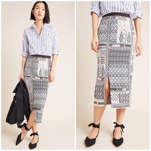 NWT Anthropologie Avery Embroidered Pencil Skirt